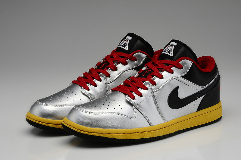 2016 Jordan 1 Low Silver Black Red Yellow Sole